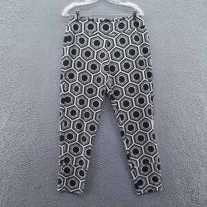 Krazy Larry Womens Crop Feather Weight 4‎ Black Ivory Geometric Print NEW